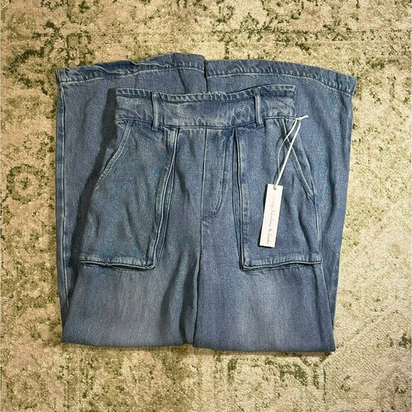 YFB Young Fabulous Broke Saidie High Rise Wide Leg Drapey Pants Size Small NWT - Picture 4 of 8